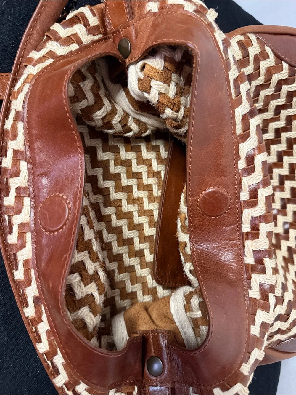 Frye Melissa Esparto Rope & Leather Hobo Bag in the Cognac colorway